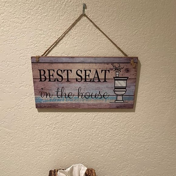 Farmhouse Bathroom Sign Funny Decorative Rustic Cottage Wooden Bath Wall Decor - Picture 4 of 10